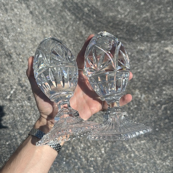 Vintage Lead Crystal Eggs Set of 2 Decor Paperweight - Picture 3 of 10